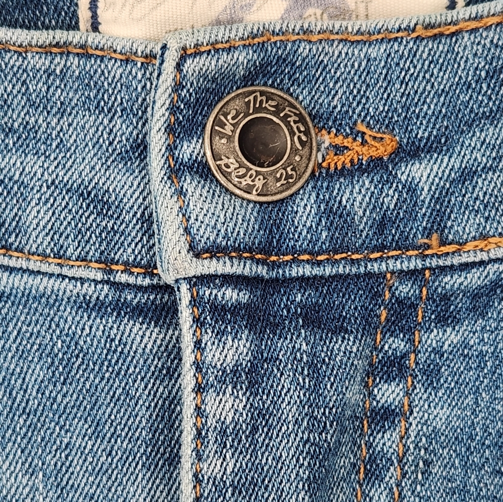 Free People We the Free High Rise Ripped Cropped Skinny Jean Fringe Hem 28 - Picture 4 of 14